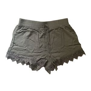 3/$30 Khaki green lace trim shorts
